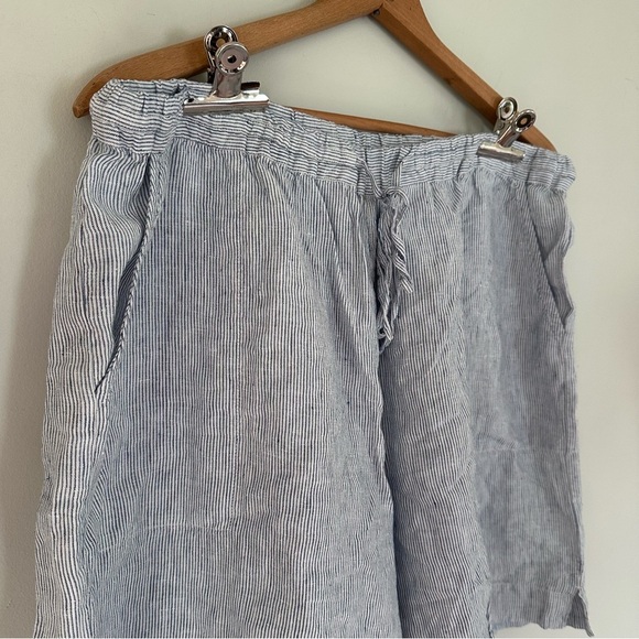 Poetry Linen Blue & White Striped Drawstring Shorts Size 16 Women’s - Picture 2 of 8